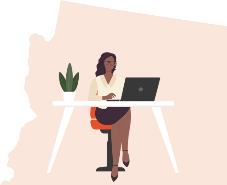 Clipart of lady sitting at a desk